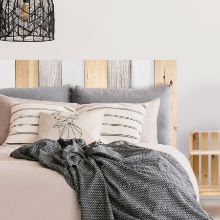 Tête de lit en bois combinée blanc et naturel