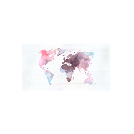Tête de lit décapée 'Aquarelle rose carte du monde'