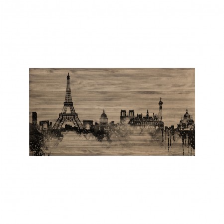 Tête de lit chêne foncé Paris Skyline