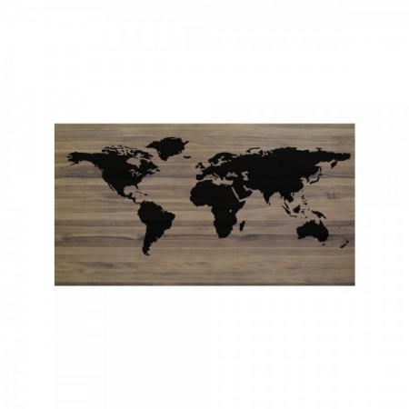 Tête de lit en bois chêne foncé 'World Map'