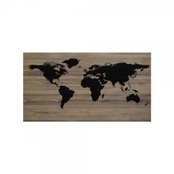 Tête de lit en bois chêne foncé 'World Map'