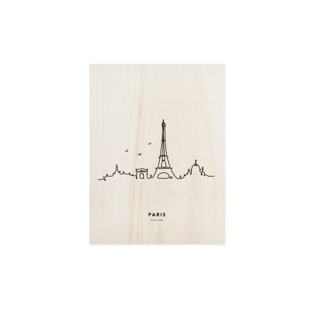 Tableau en bois Paris Skyline