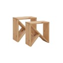 Pack 2 tables en bois massif ton chêne moyen de différentes tailles