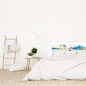 Tête de lit en bois décapée 'aquarelle du monde en couleurs'