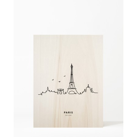 Tableau en bois Paris Skyline