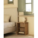 Table de chevet en bois massif en ton chêne foncé de 50x42cm