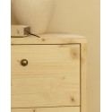 Table de chevet en bois massif avec deux tiroirs en ton naturel de 50,5x37,5cm