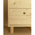 Table de chevet en bois massif avec deux tiroirs en ton naturel de 50,5x37,5cm