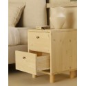 Table de chevet en bois massif avec deux tiroirs en ton naturel de 50,5x37,5cm
