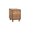 Table de chevet en bois massif avec deux tiroirs en ton chêne foncé de 50,5x37,5cm