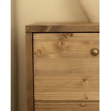 Table de chevet en bois massif avec deux tiroirs en ton chêne foncé de 50,5x37,5cm