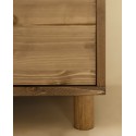 Table de chevet en bois massif avec deux tiroirs en ton chêne foncé de 50,5x37,5cm
