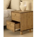 Table de chevet en bois massif avec deux tiroirs en ton chêne foncé de 50,5x37,5cm