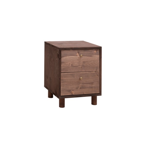 Table de chevet en bois massif avec deux tiroirs en ton noce de 50,5x37,5cm