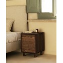 Table de chevet en bois massif avec deux tiroirs en ton noce de 50,5x37,5cm