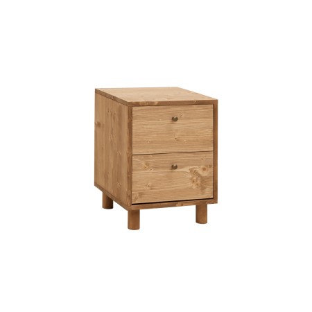 Table de chevet en bois massif avec deux tiroirs en ton chêne moyen de 50,5x37,5cm