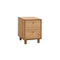 Table de chevet en bois massif avec deux tiroirs en ton chêne moyen de 50,5x37,5cm