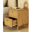 Table de chevet en bois massif avec deux tiroirs en ton chêne moyen de 50,5x37,5cm