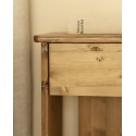 Table de chevet en bois massif en ton chêne foncé de 50x42cm