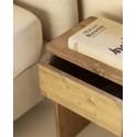 Table de chevet en bois massif en ton chêne foncé de 50x42cm
