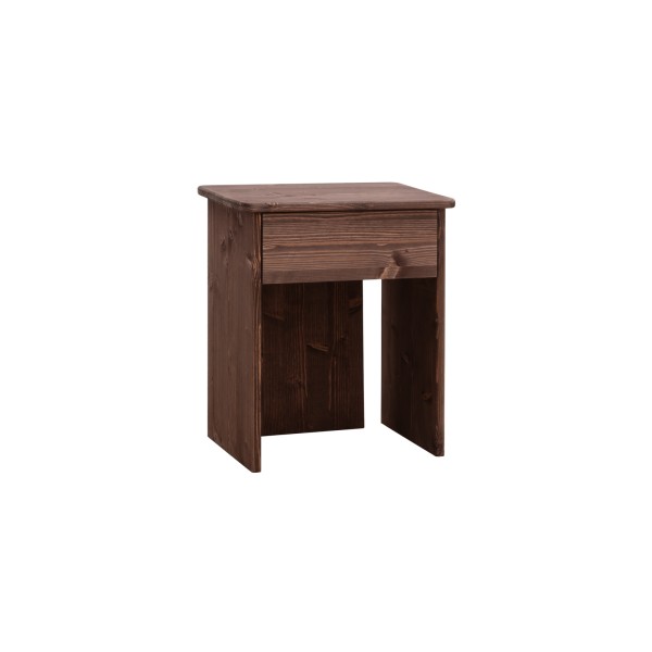 Table de chevet en bois massif en ton noyer de 50x42cm