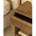 Table de chevet en bois massif avec un tiroir en ton chêne foncé de plusieurs tailles