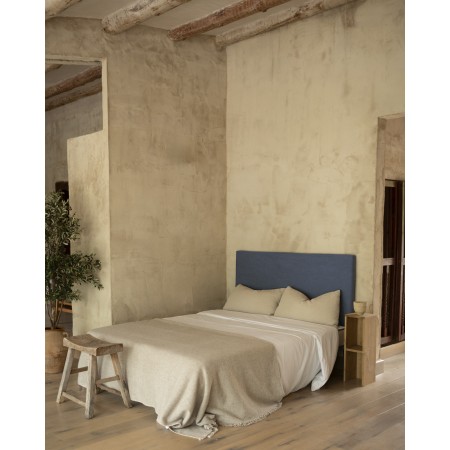 Tête de lit tapissée en bleu de plusieurs tailles