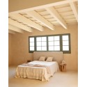 Tête de lit tapissée déhoussable en lin beige en plusieurs tailles