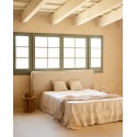 Tête de lit tapissée déhoussable en lin beige en plusieurs tailles
