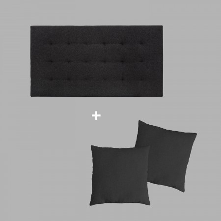 Pack tête de lit tapissée plis noir