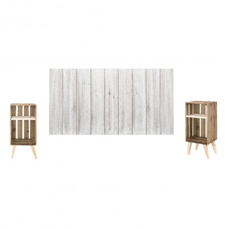 Pack vintage blanc avec deux tables de chevet effet vieilli