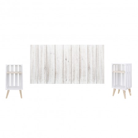Pack vintage blanc avec tables de chevet blanches