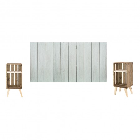 Pack vintage bleu vert avec tables de chevet effet vieilli