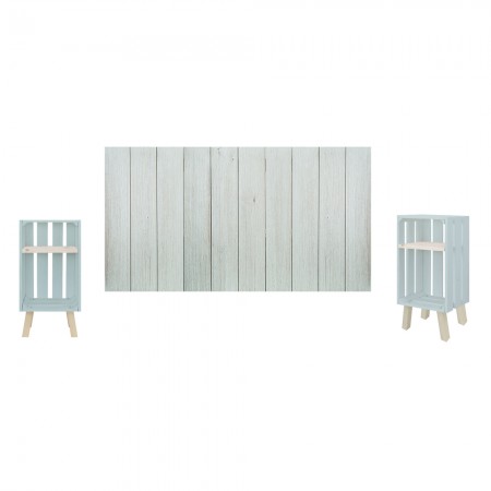 Pack vintage bleu vert avec deux tables de chevet bleu-vert