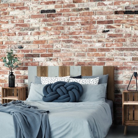 Pack  vintage bleuâtre et vieilli avec de tables de chevet effet vieilli