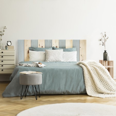 Pack vintage bleuâtre et naturel avec tables de chevet