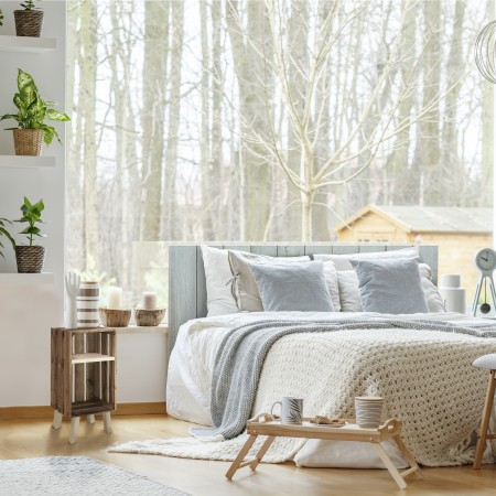 Pack vintage bleu vert avec tables de chevet effet vieilli